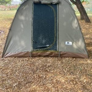 Durable canvas camping tent for 2 people, dome design 2.1 x 2.1m with 300gsm ripstop canvas, 550gsm PVC groundsheet, and ventilated windows