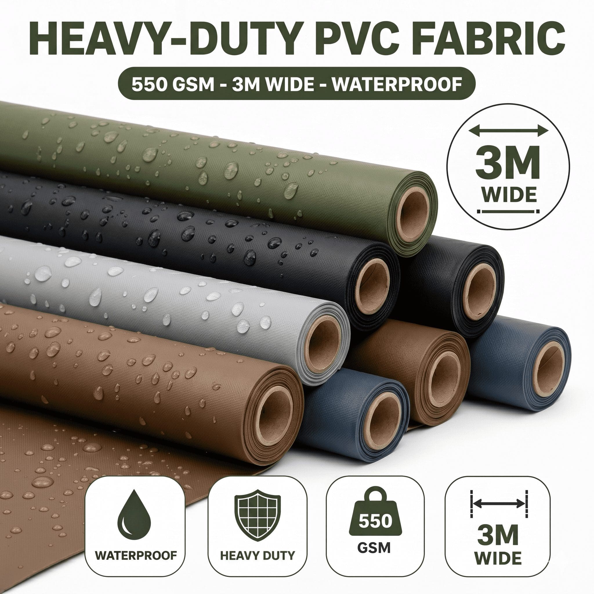 PVC Fabric 550 GSM 3m Wide Waterproof Heavy Duty South Africa